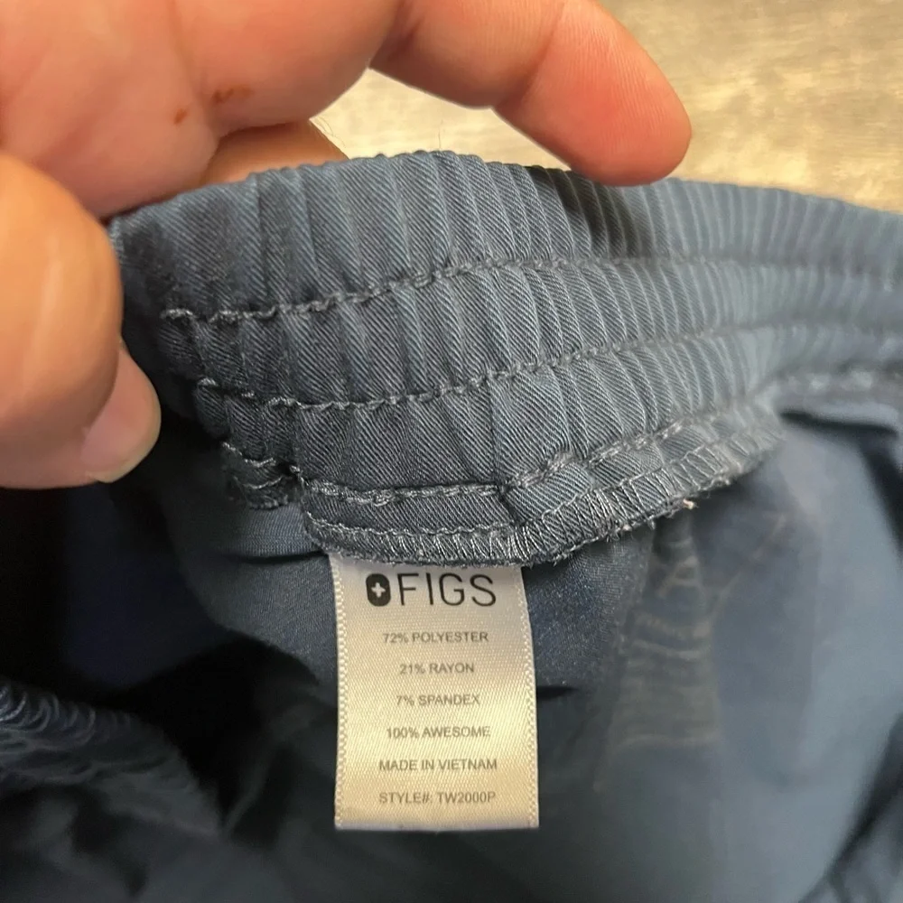 Figs Blue Cargo Pants with Elastic Waistband